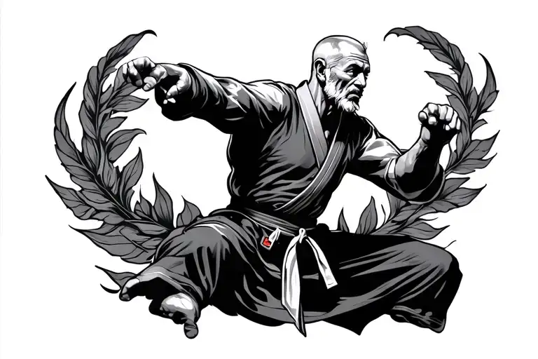 Old Karate Fighter Surrounded