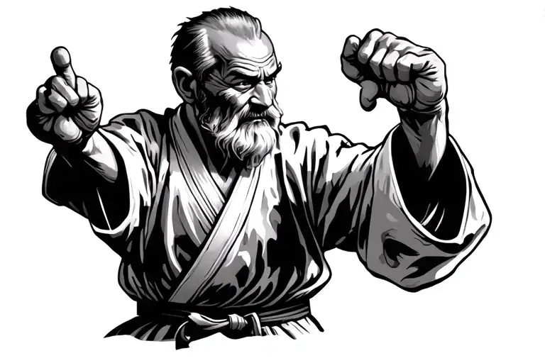Old Karate Master Fighting