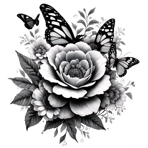 Flowers And Butterflies Surrounding