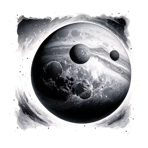 Jupiter And Moon Merging Together