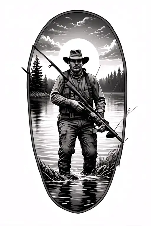 Hunting And Fishing Scene