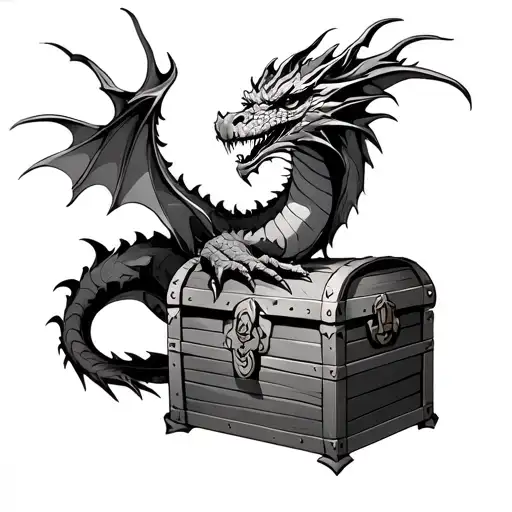 Dragon Over Treasure Chest