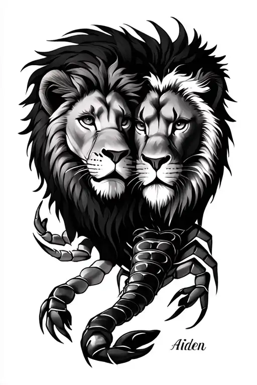 Lion And Scorpion With Names Miles And Aiden