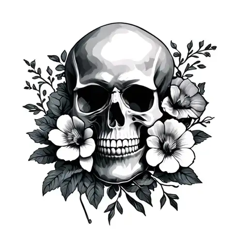 Skull And Flowers