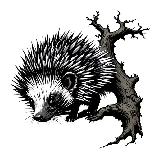 A Porcupine Morhing Into A Tree Growing