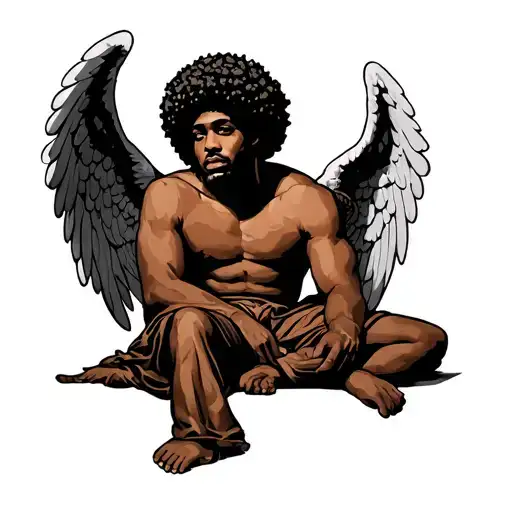 Male Afro Angel Sitting