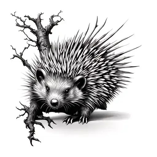 A Porcupine Morhing Into A Tree Growing