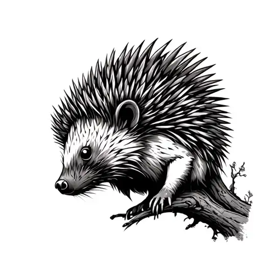 Line Art Of A Porcupine Morhing Into A Tree Growing