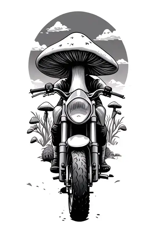 Dirtbike Forest Scene With Mushrooms