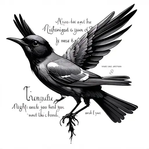 Nightingale With Text String Above And Bottom