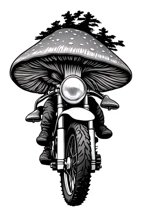 Dirtbike In A Forest If Mushrooms