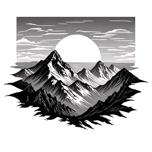 Moutains With Sunset