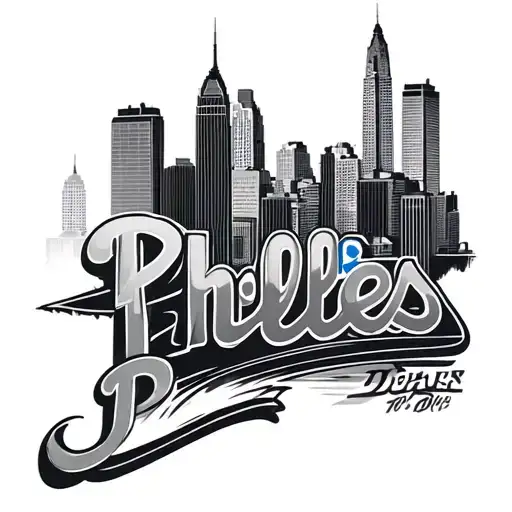 Philadelphia City Skyline With Phillies Logo
