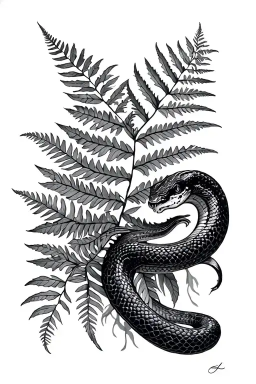 Snake And Fern Leaf