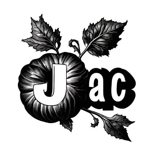 Minimalist Vegetable Tattoo With Letters J A C