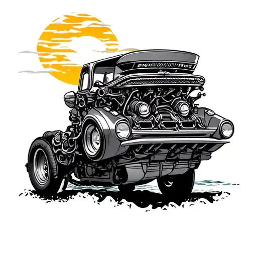 Sun Set Sea Shore With A Granada Perana V8 Engine