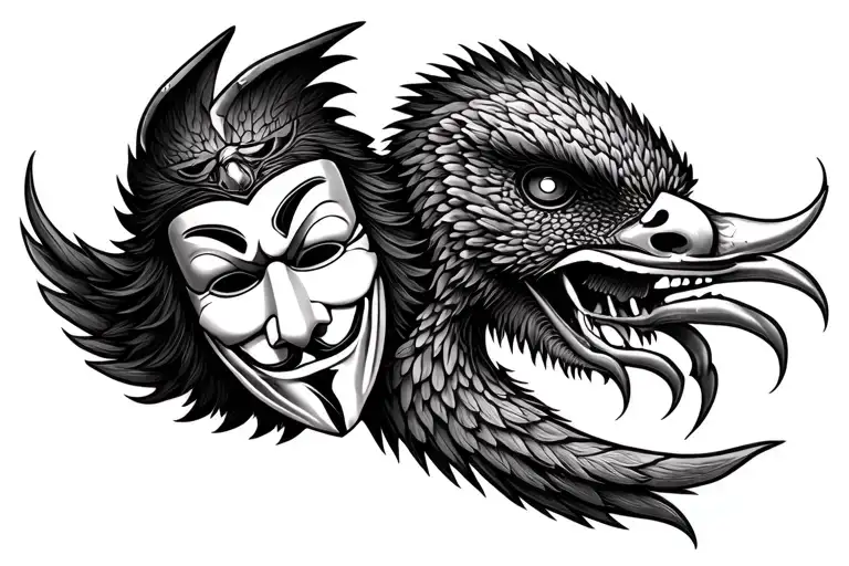 Pheonix Claw Hold Guy Fawkes Mask