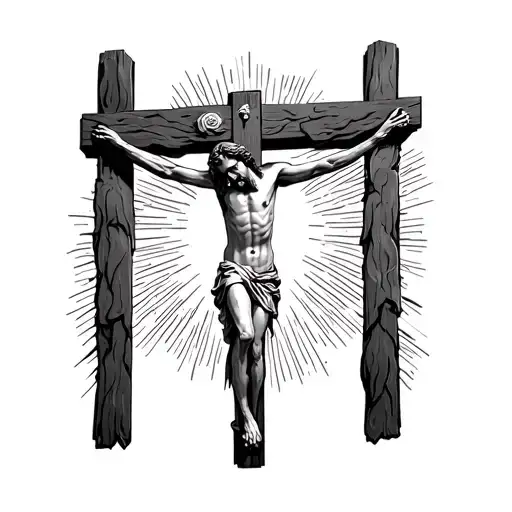 Jesus Christ Crucifixion With A Sunny Back