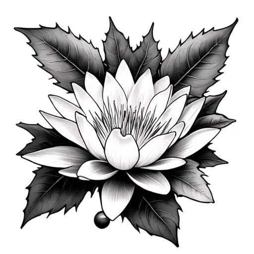 Holly Berry And Water Lilly