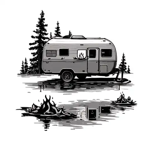 Camper Lake Campfire