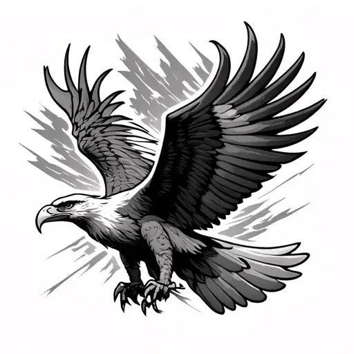 Flying Eagle With Zeus's Thunderbolts In The Background