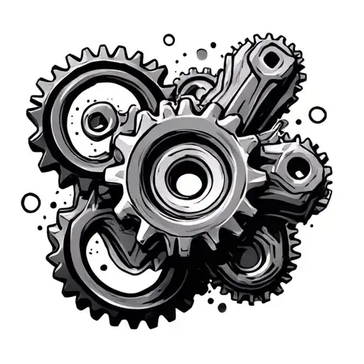 Fine Line Simple Gear Tattoo Design