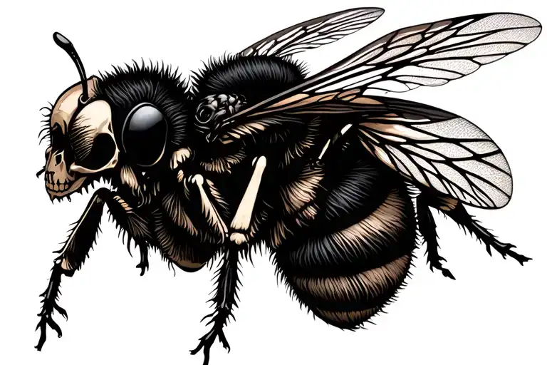 Gothic Queen Bee Skeleton Flying Honeycomb Pattern