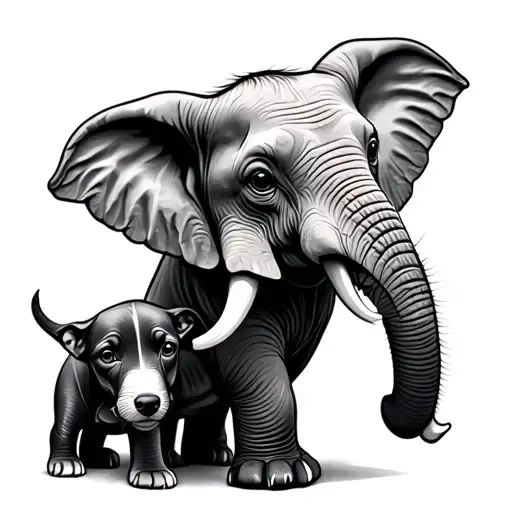 Baby Elephant And Dog