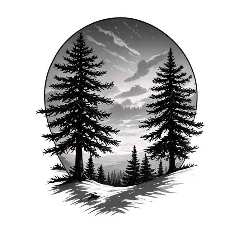 Pine Trees Looking Through Lens