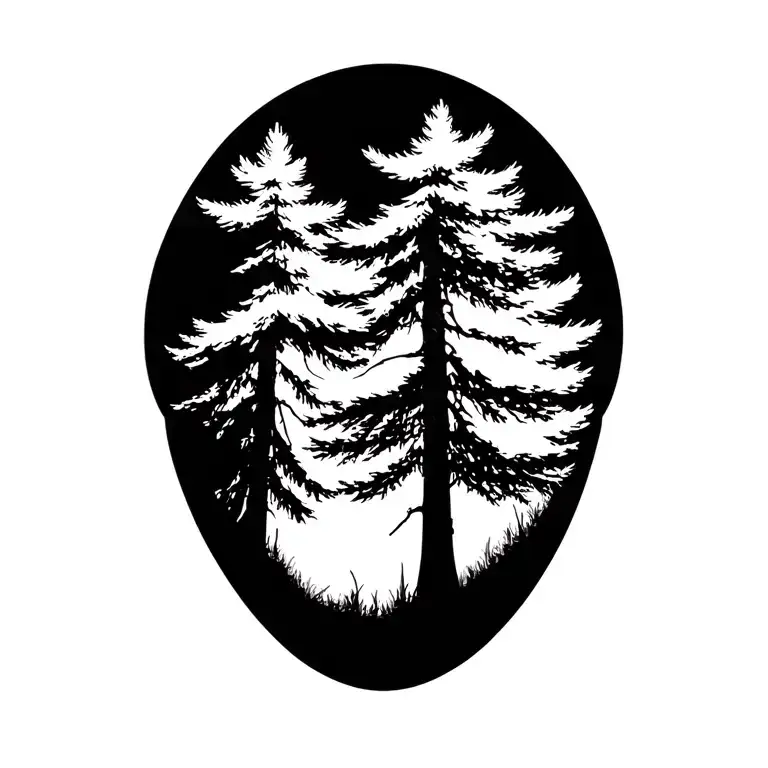 Minimalist 4 Pine Trees Looking Through Lens