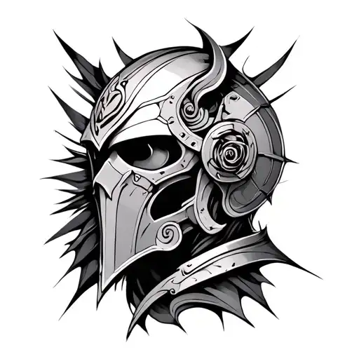 Lines And Armor Tattoo Design Combining Elements