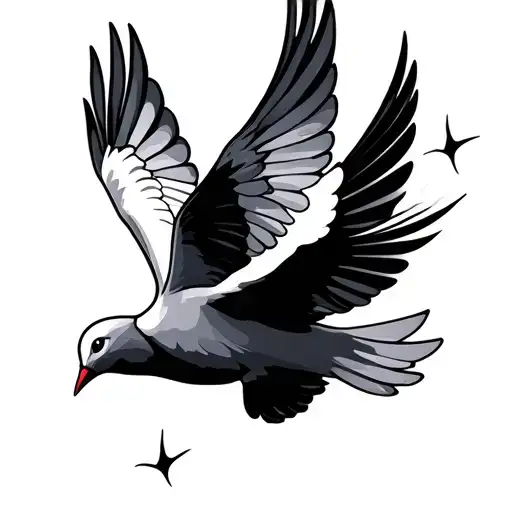 2 Doves Flying Minimal Line Art Design