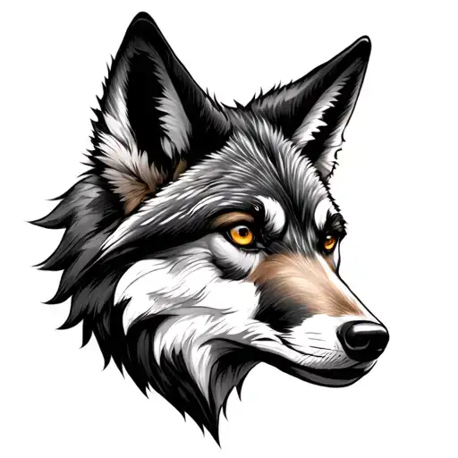 Half Fox Half Wolf Head