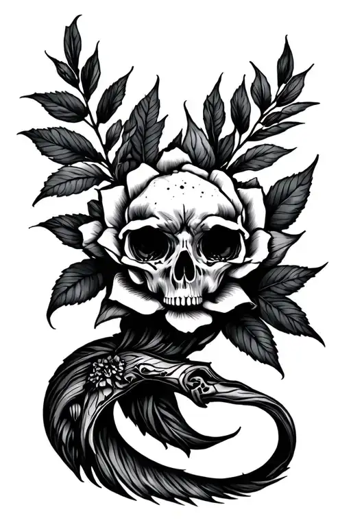 Black And White Metalcore Nature Inspired Tattoo No People