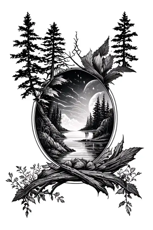 Black And White Metalcore Nature Inspired Tattoo No People Scenic