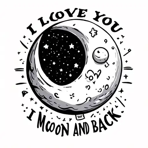 I Love You To The Moon And Back With A Moon And Then Space In The Background With Stars And Stuff