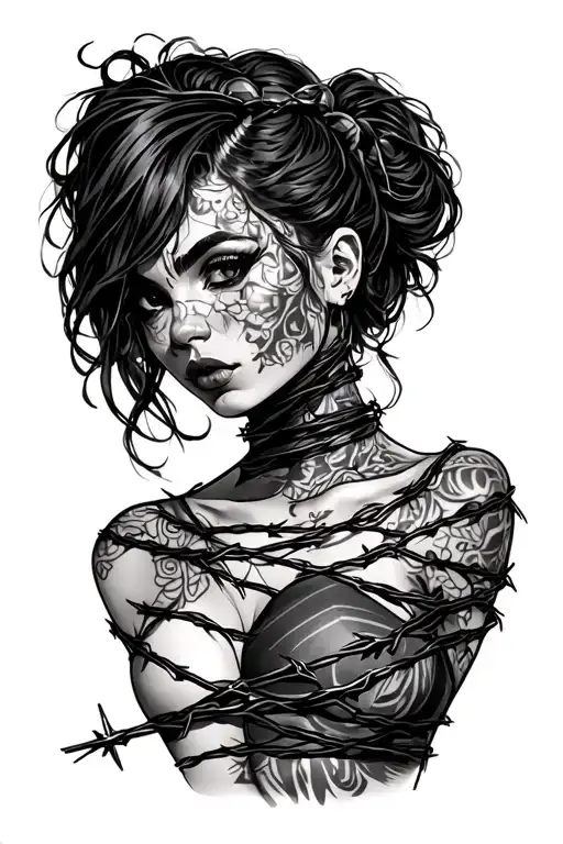 Dark Girl Barb Wire Wrapped