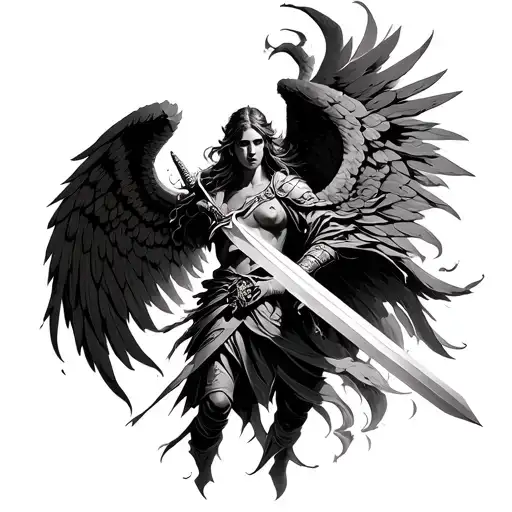 Angel Warrior Wielding A Sword