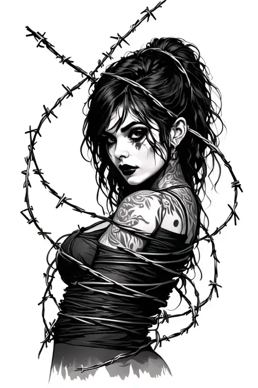 Dark Girl Barb Wire Wrapped