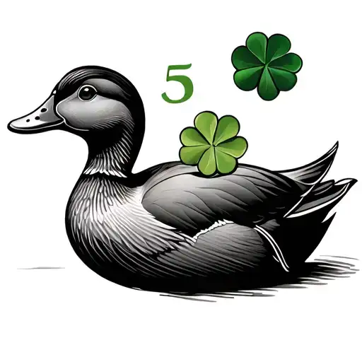 Duck And Number 5 Leaf Clover