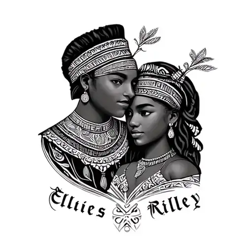 Ivory Coast Tradition Design Engrave With Ellie And Riley's Name On
