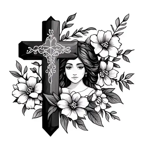 Cross And Flowers With Like Mother Like Daughter
