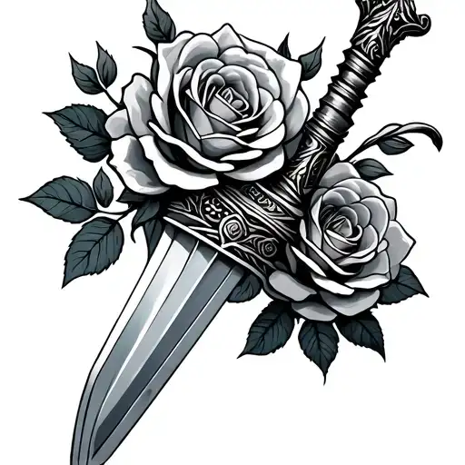 A Dagger With Roses Wrapped