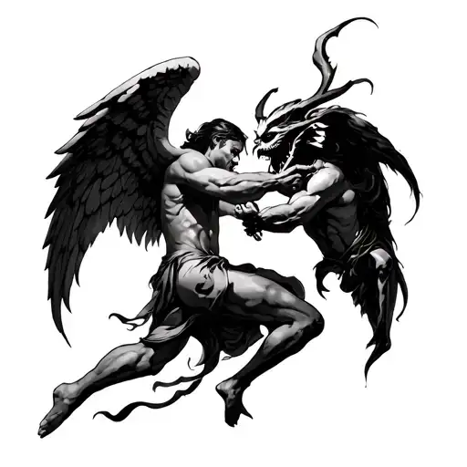 Angel And Demon Fighting