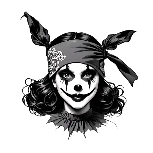 Girl With Bandana Mask And Clown Marks