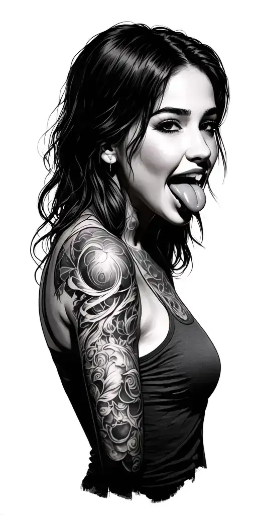 Girl With Her Tongue Out