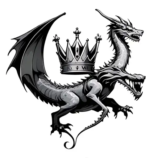 King Crown With No1 And Dragon Flying