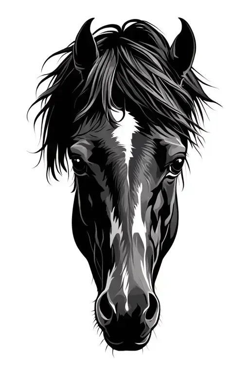 Tribal Tattoo Model Of A Horse Thigh