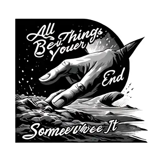 Sand Fall Between Your Fingers With The Words All Things End Somewhere Around It