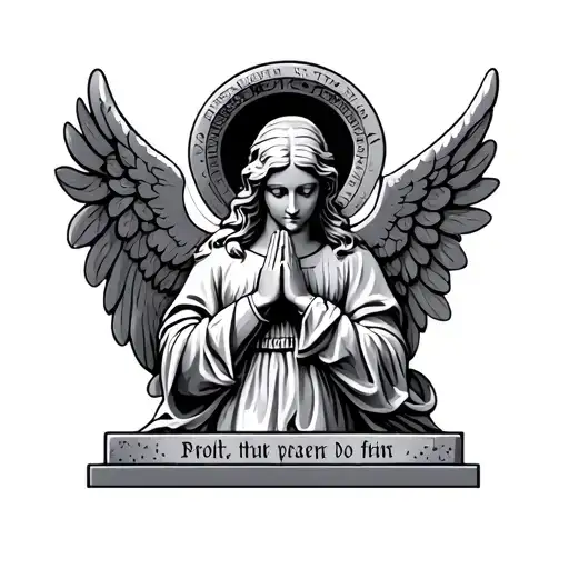 Parents Name On Headstone With Angel Praying Over It